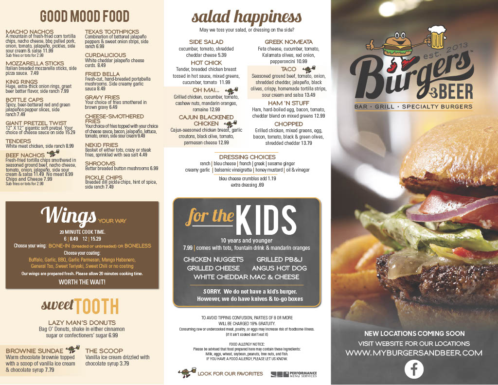 Burgers and Beer Menu 2